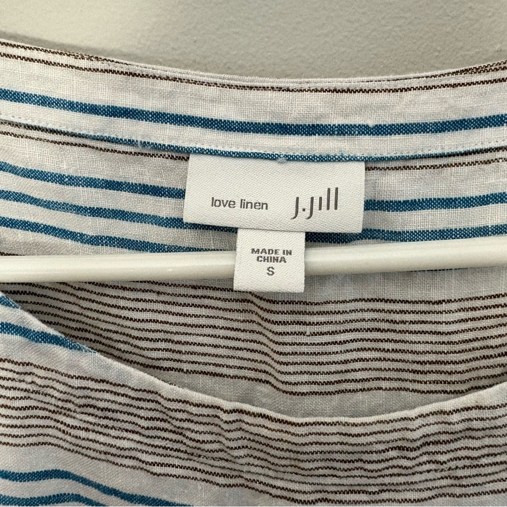 J. Jill Love Linen White Striped Sleeveless Dress - Size Small - Picture 3 of 5